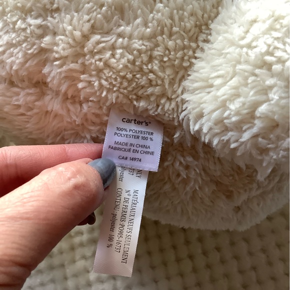 Carters Large 15 inch Sitting Plush Bear Stuffed Animal Toy Brown Polka Dot Bow - Picture 14 of 16